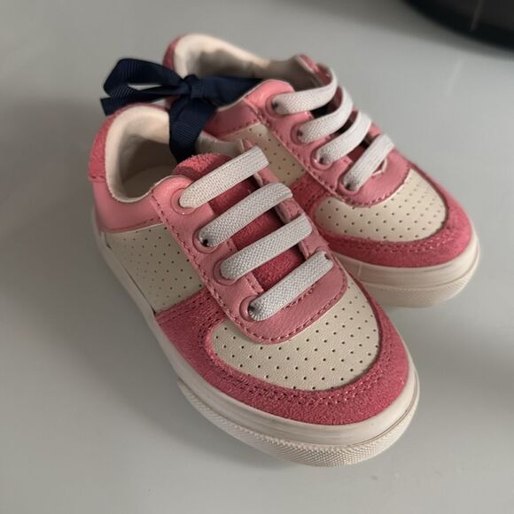 🔥Janie and Jack Pink and White Sneakers with Lace-Up Design Sz 5 New - Picture 3 of 5